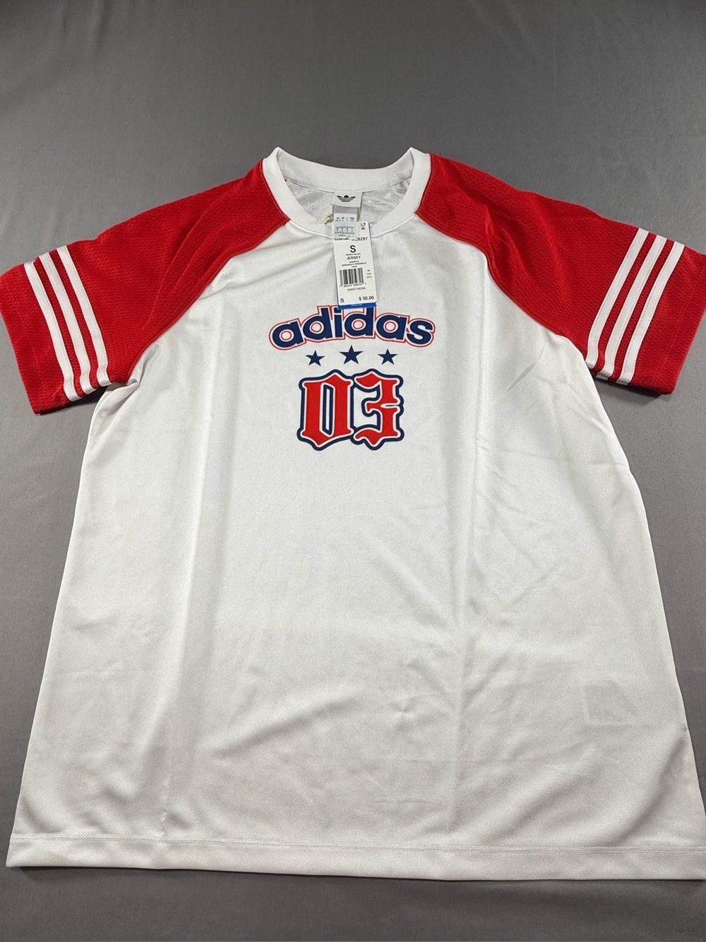 adidas Women’s Small Jersey Shirt NWT White Red Athletic MSRP $50
